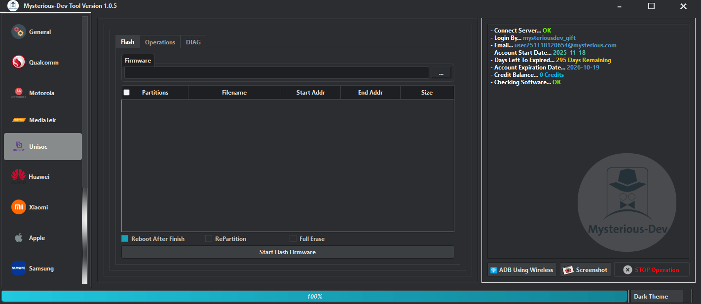 Mysterious dev tool free version download for unlocking flashing and repairing smartphones