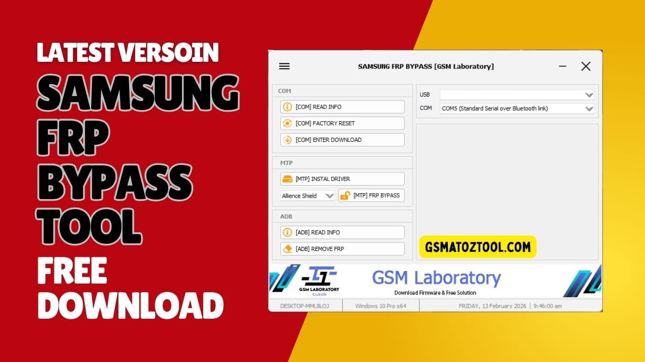 Samsung frp bypass tool interface for removing google account lock from samsung devices