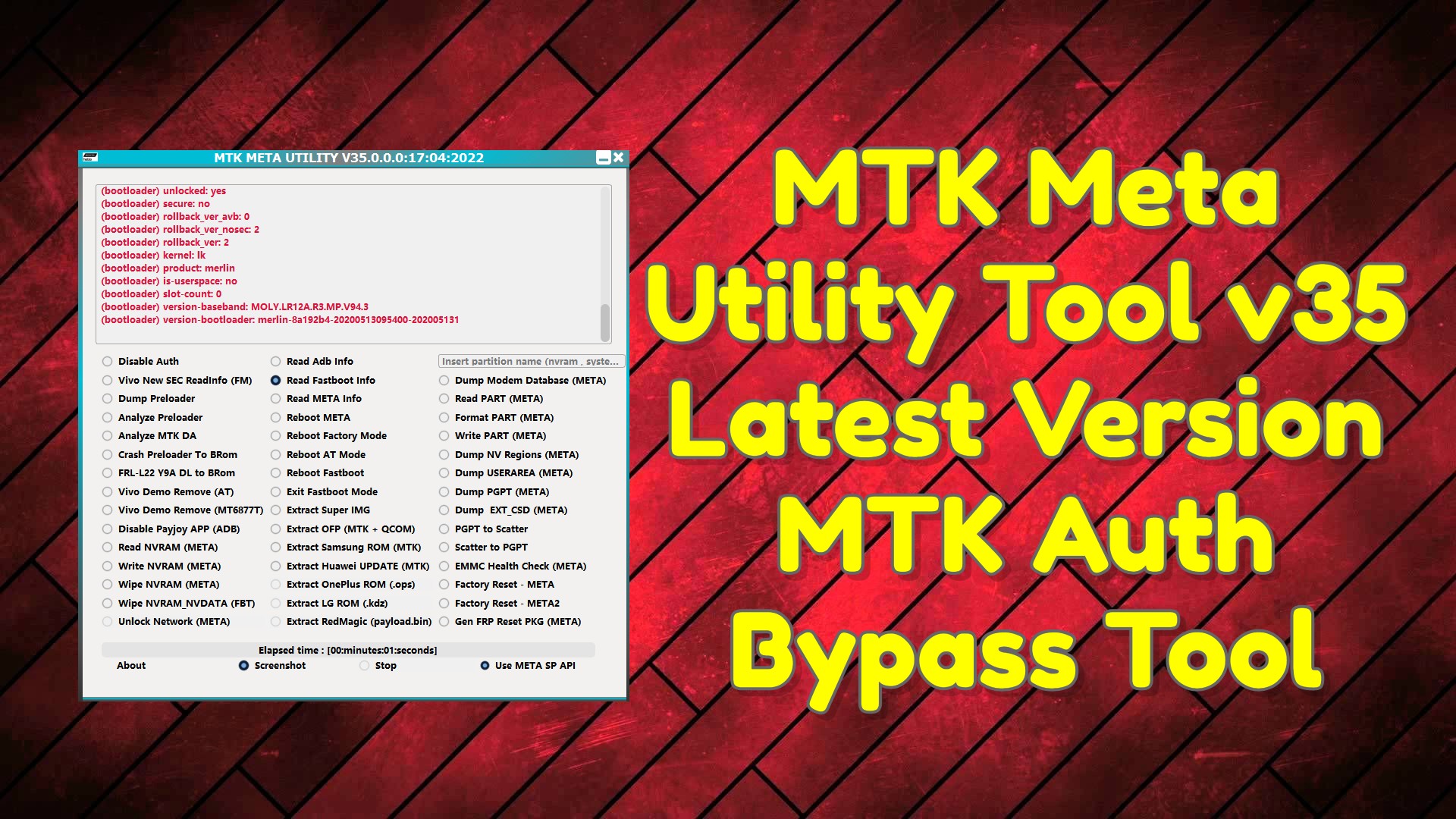 MTK Meta Utility Tool v35 Latest Version MTK Auth Bypass Tool