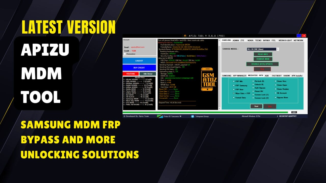 Apizu tool samsung mdm frp bypass and more unlocking solutions