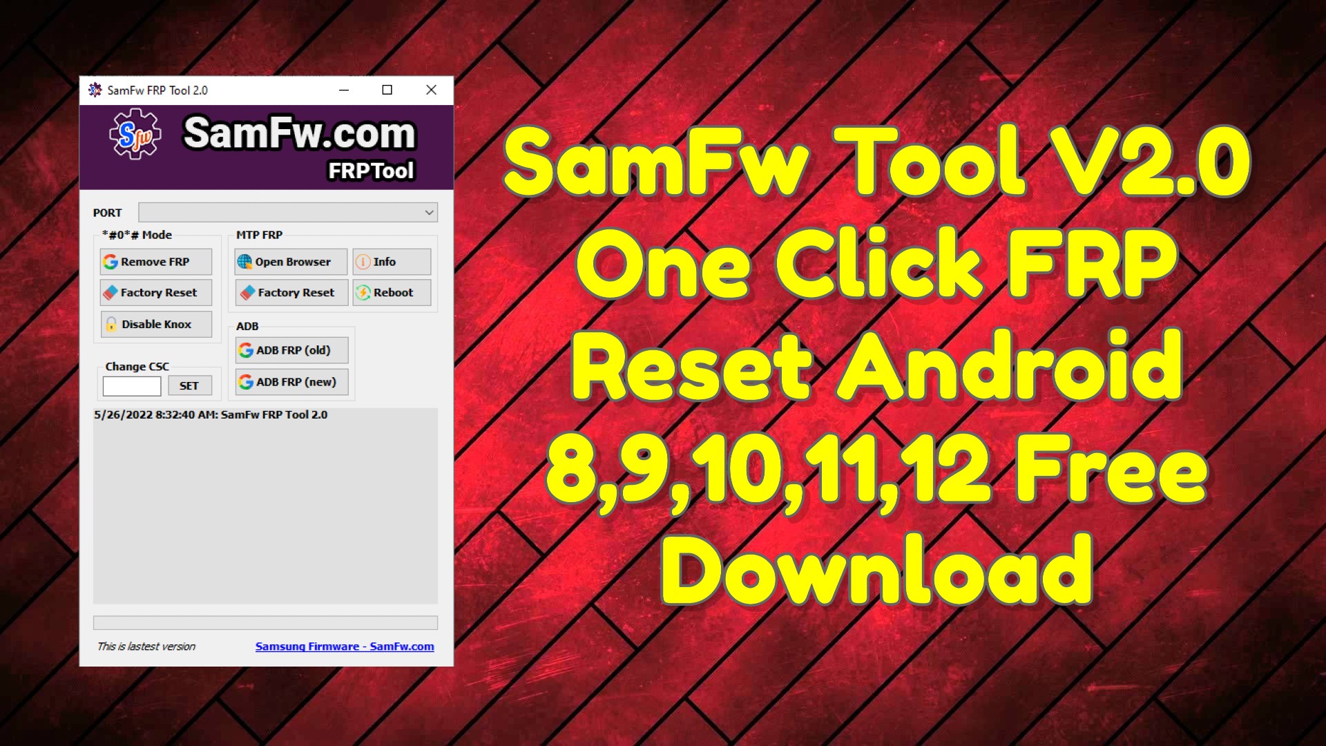 SamFw Tool V2.0 One Click FRP Reset Android 8/9/10/11/12 Free Download