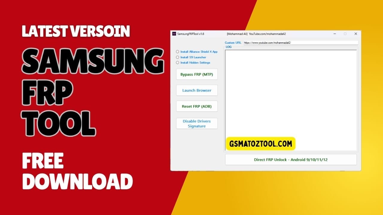 Samsungfrptool latest version interface for samsung frp bypass free download