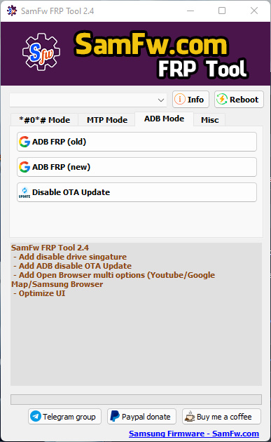 SamFw FRP Tool 2.4 - Remove Samsung FRP One Click