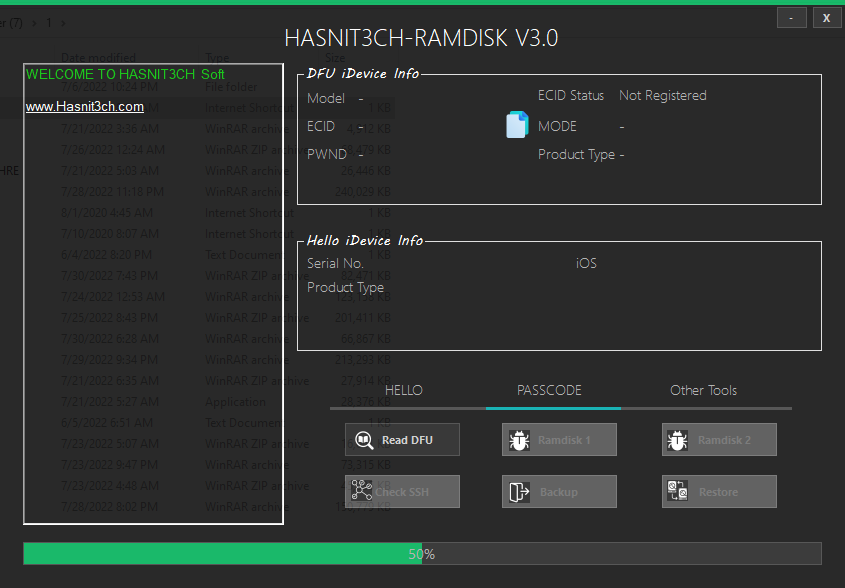 HASNIT3CH RAMDISK Tool V3 Ramdisk Passcode & HelloScreen Bypass iOS15