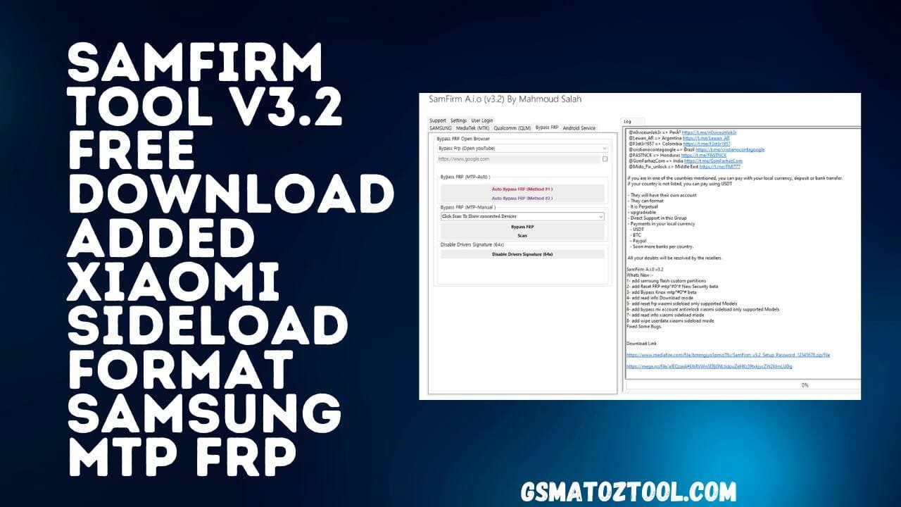 Samfirm tool v3. 2 free latest frp aio remove tool free download