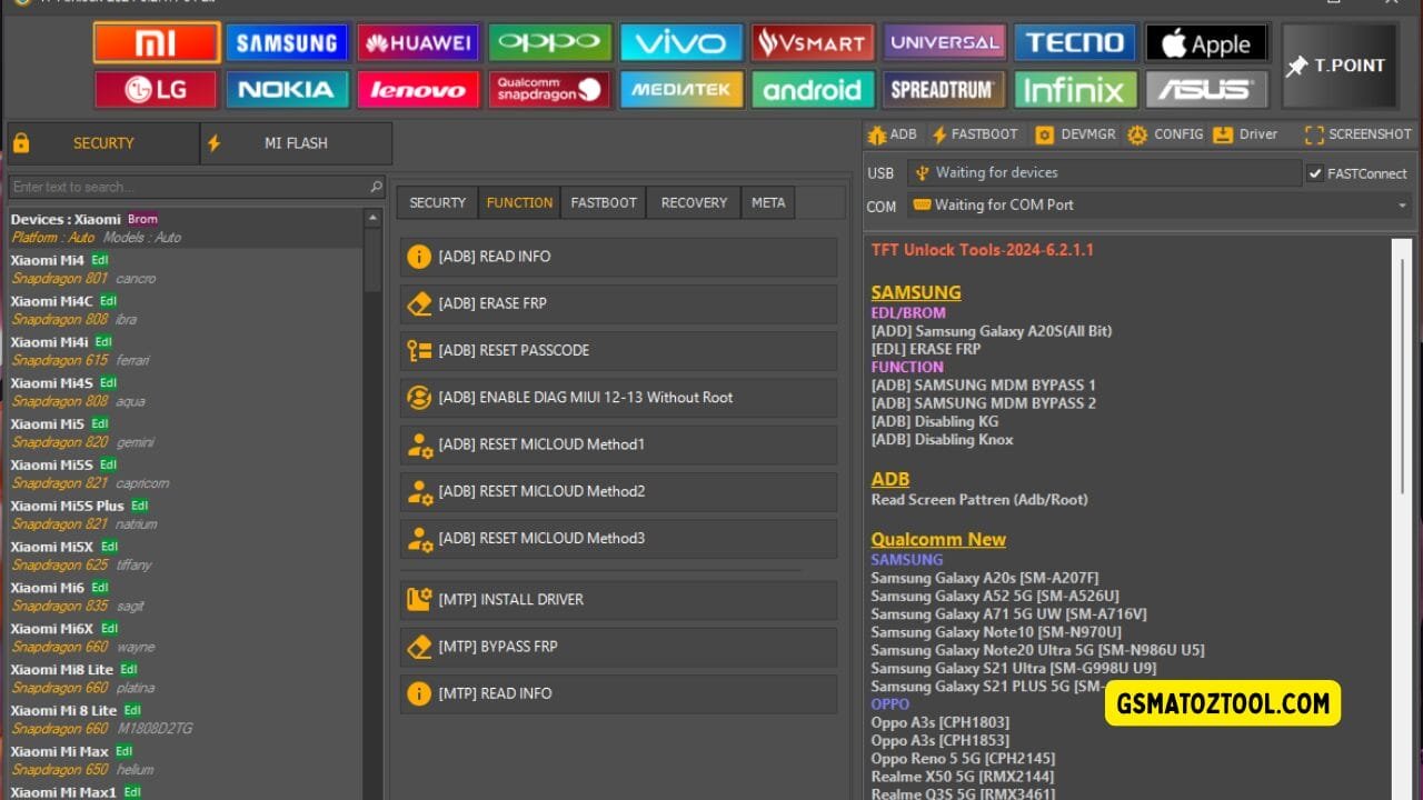 Tft unlock tool latest version free download (all-in-one solution) 3 Tft unlock tool the xiaomi device list adb function tab frp reset options micloud reset methods and usb/com connection status.