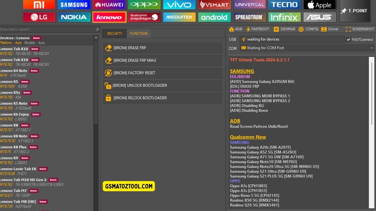 Tft unlock tool latest version free download (all-in-one solution) 40 Tft unlock tool interface showing lenovo devices with frp erase factory reset and bootloader options