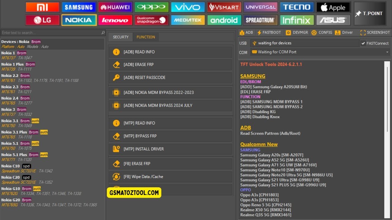 Tft unlock tool latest version free download (all-in-one solution) 39 Tft unlock tool nokia function tab showing frp bypass passcode reset and mdm bypass options