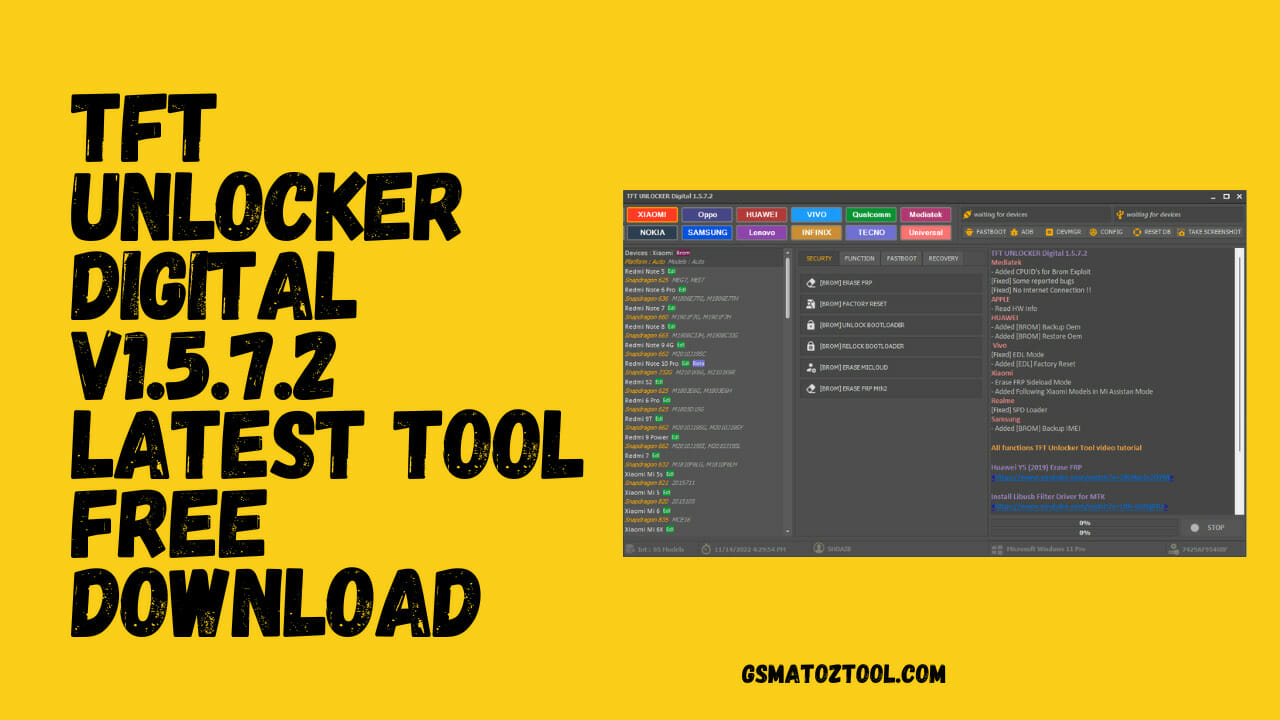 TFT Unlocker Digital 1.5.7.2 Apple Android Latest FRP Tool Download