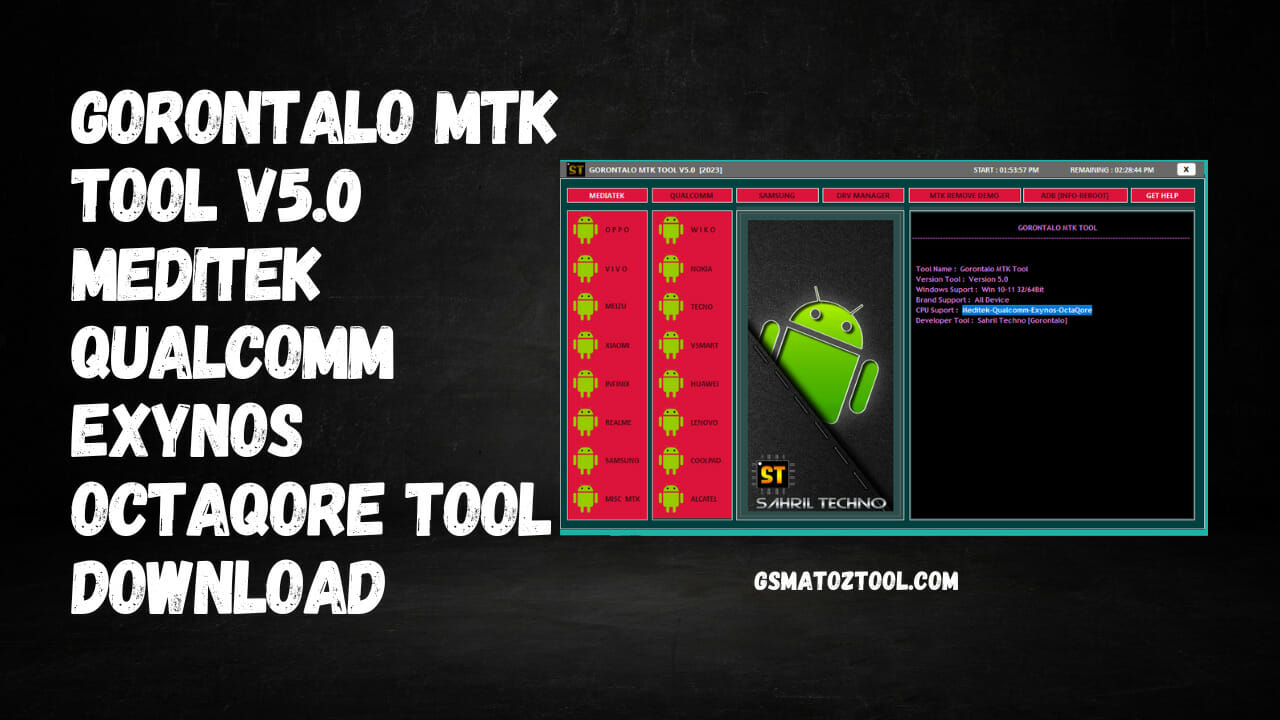 Gorontalo MTK Tool V5.0 Meditek-Qualcomm-Exynos-OctaQore Tool Download
