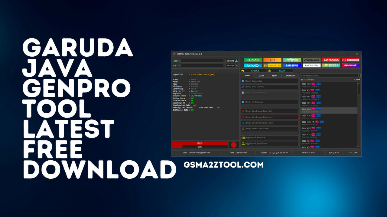 Garuda java genpro tool mtk qualcomme spd unlock tool