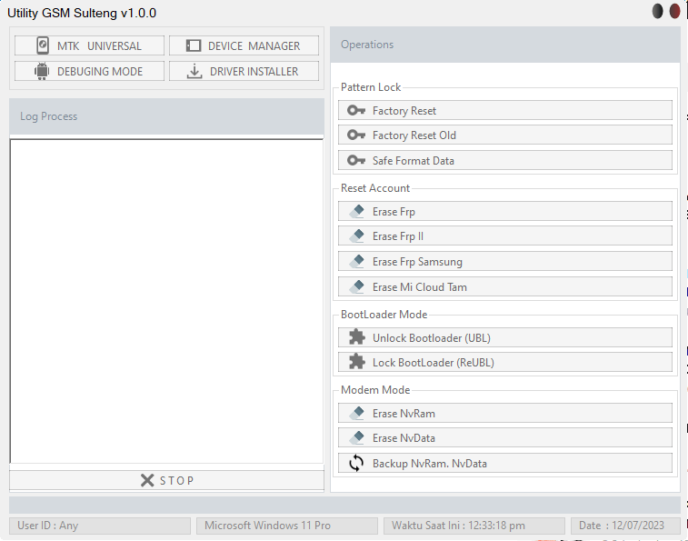 Utility gsm sulteng tool