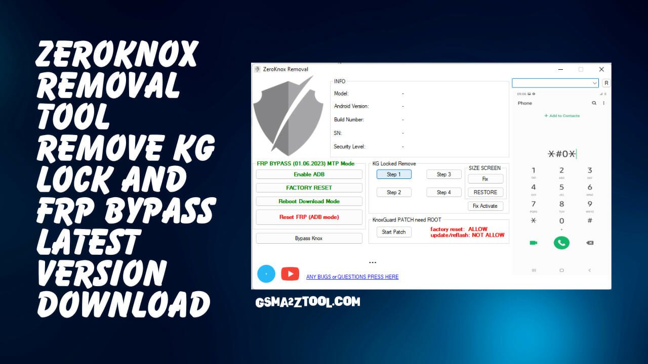 Zeroknox removal tool remove kg lock and frp bypass tool download