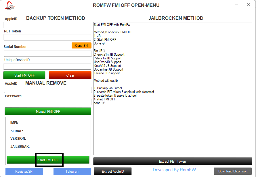 Romfw fmi off open-menu tool latest free download