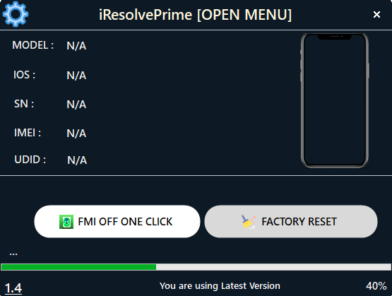 Iresolveprime (open menu) tool