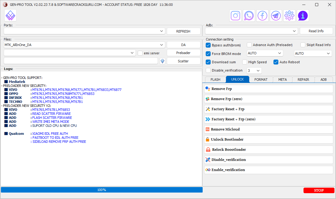 Genpro tool 2025 unlock android devices - remove frp unlock bootloader factory reset