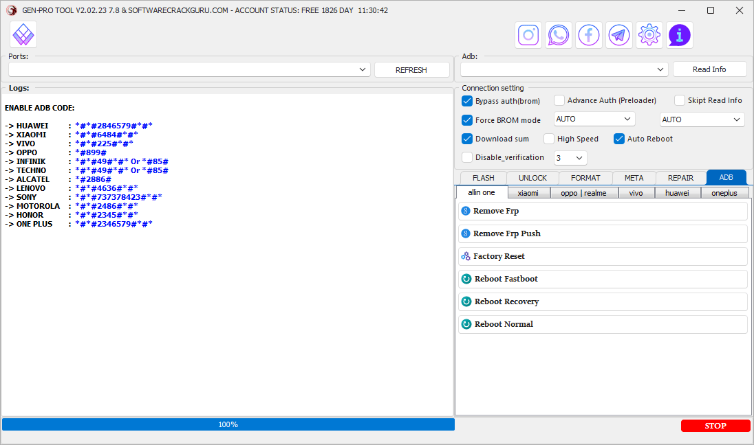 Genpro tool all in one options - frp removal factory reset reboot and xiaomi features