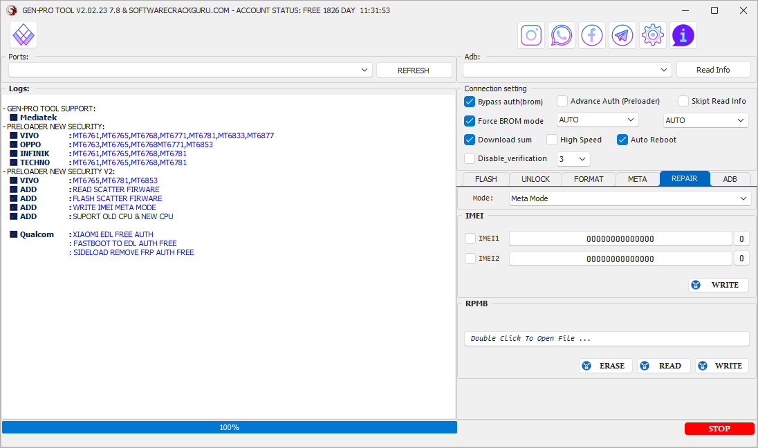 Genpro tool 2025 repair options - meta mode and preloader mode for android repair