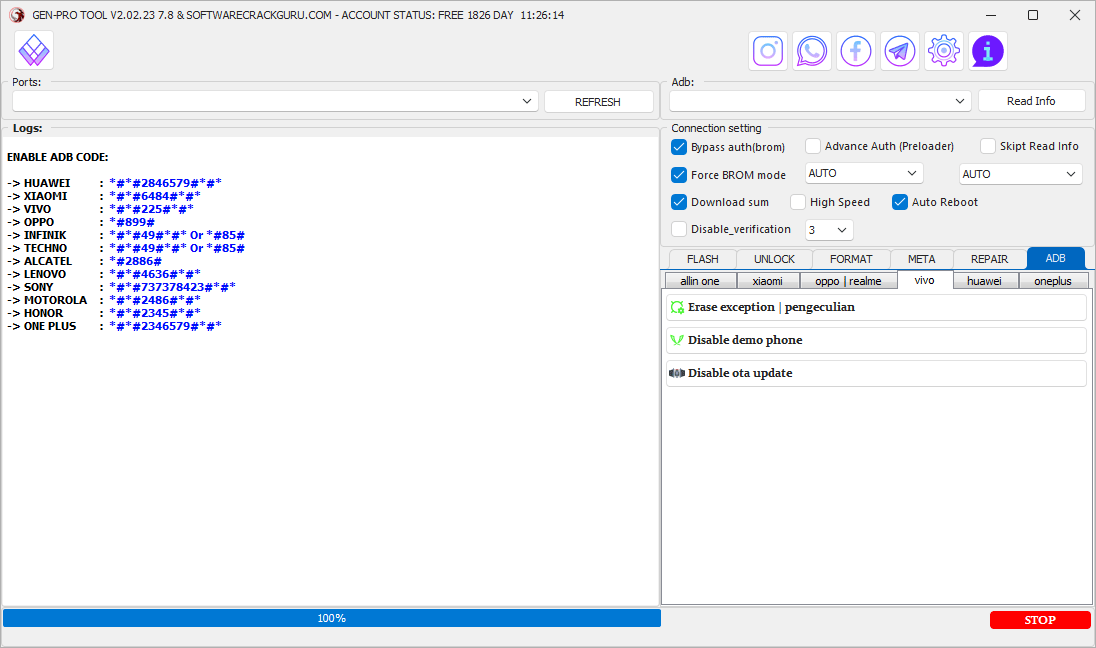 Genpro tool 2025 vivo features - erase exception disable demo phone disable ota update