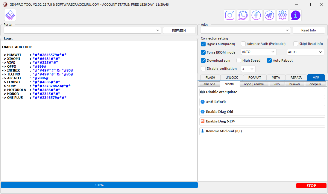 Genpro tool xiaomi features - disable ota update anti relock enable diag remove miclou