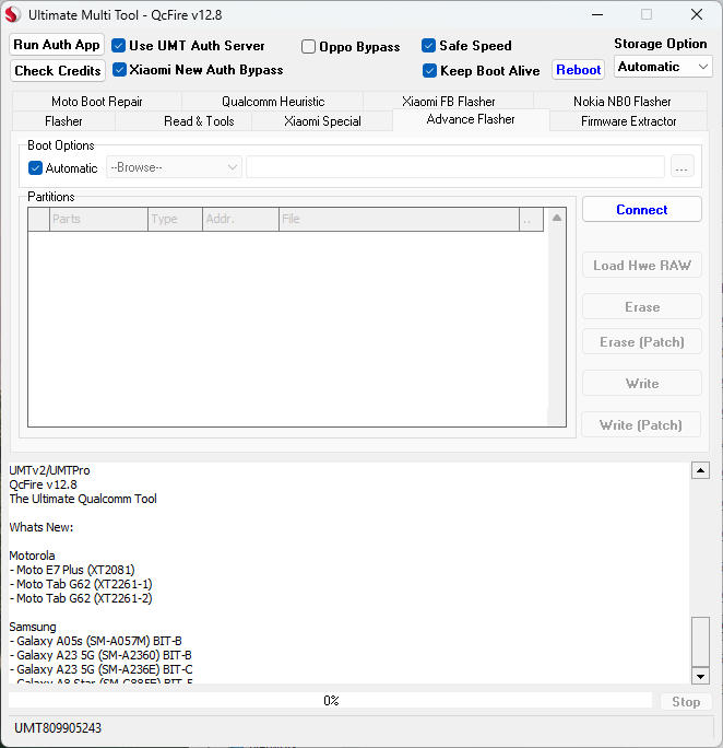 Umt dongle qcfire latest tool interface for flashing and repairing qualcomm devices