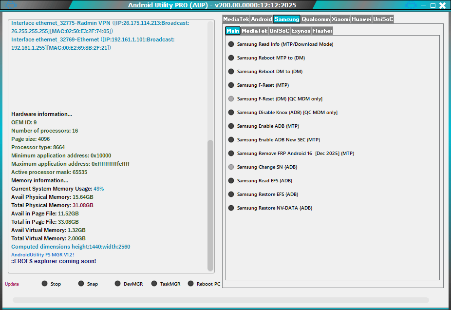 Mtk utility tool latest version – full features list displayed on software interface