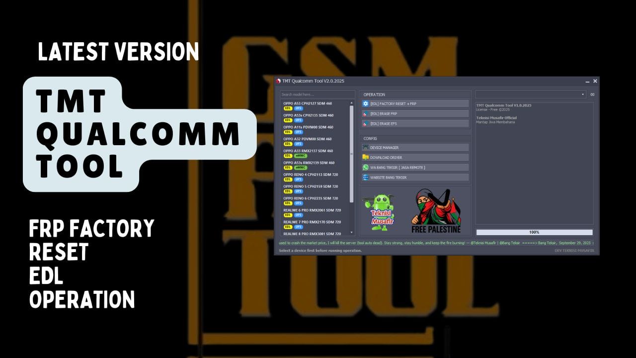 Tmt qualcomm tool frp factory reset & edl operation