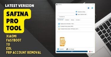 Safina pro tool interface showing xiaomi fastboot to edl and frp removal options