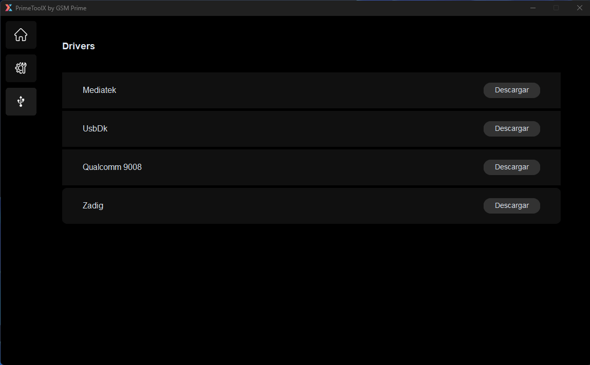 Prime tool download interface showing smartphone unlocking and flashing features