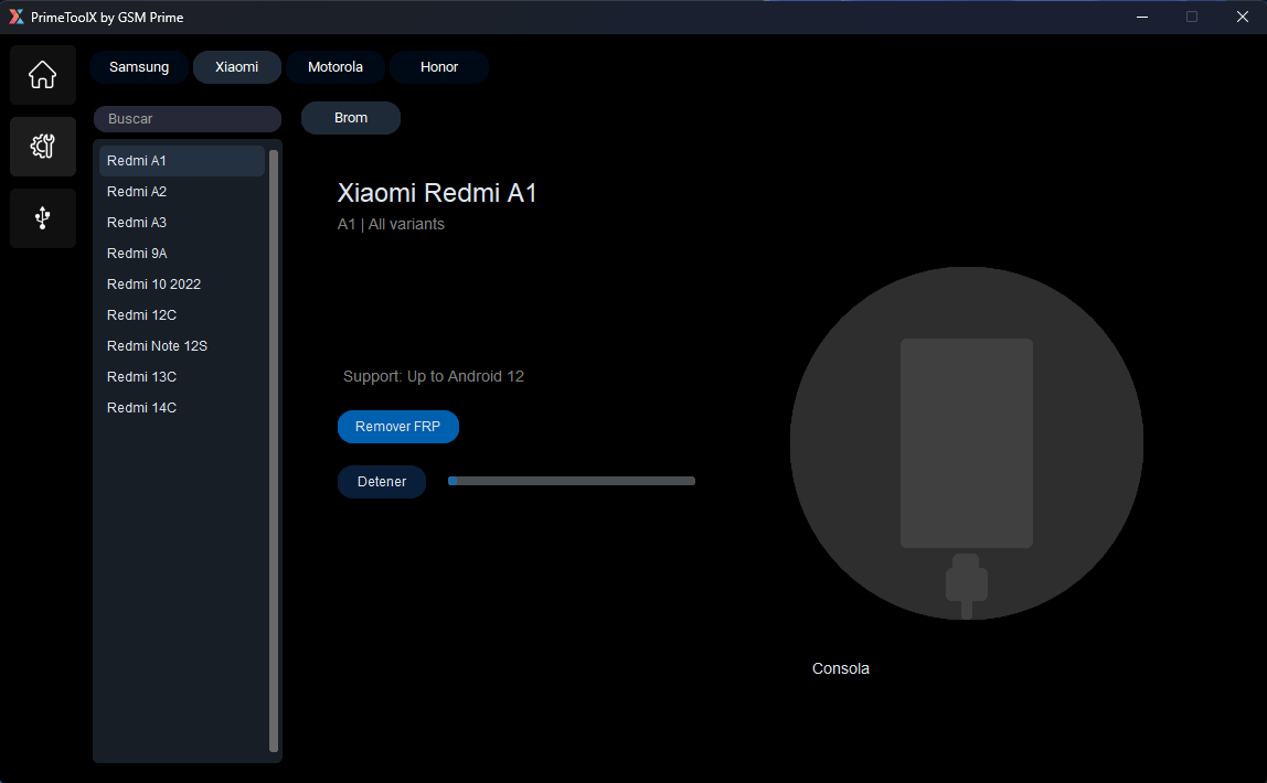 Primetool x download tool interface for android unlocking and flashing