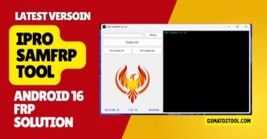 Ipro samfrp tool interface showing refresh device enable adb frp erase m1 and m2 options for android 16