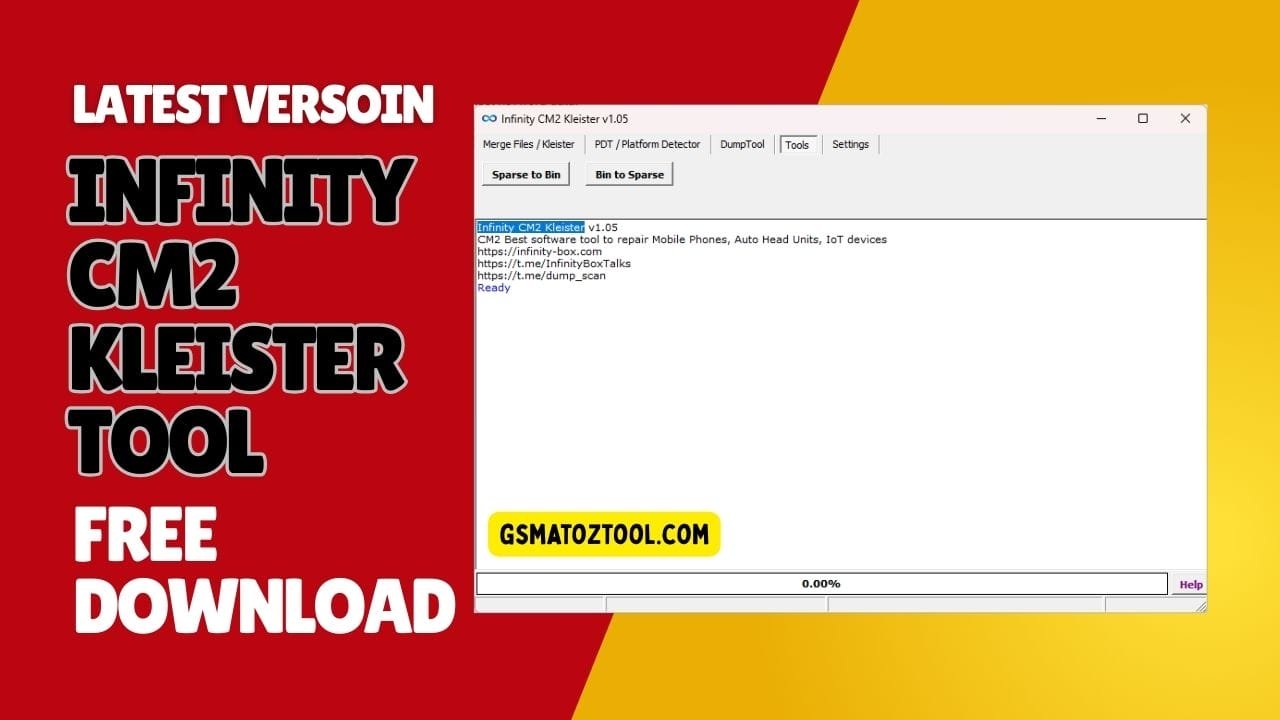 Infinity cm2 kleister tool software interface and free download banner for mobile repair.