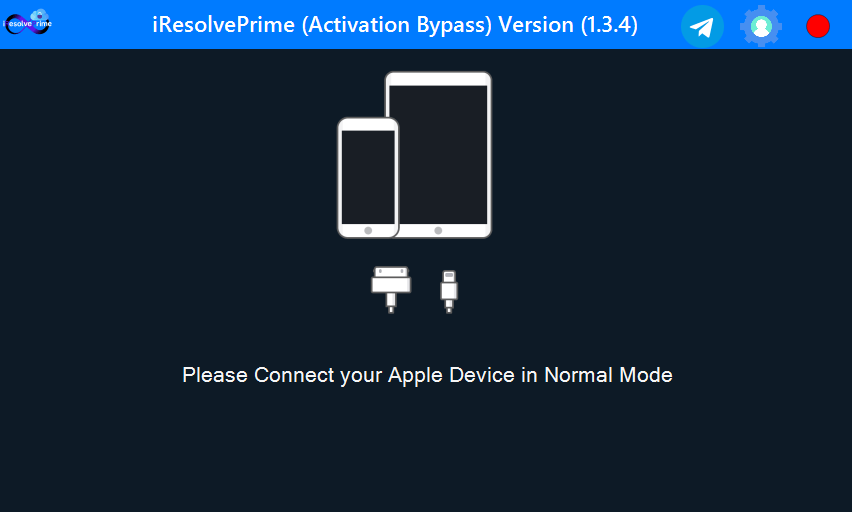 Iresolveprime software interface used to bypass icloud activation lock and remove the activation screen on an iphone