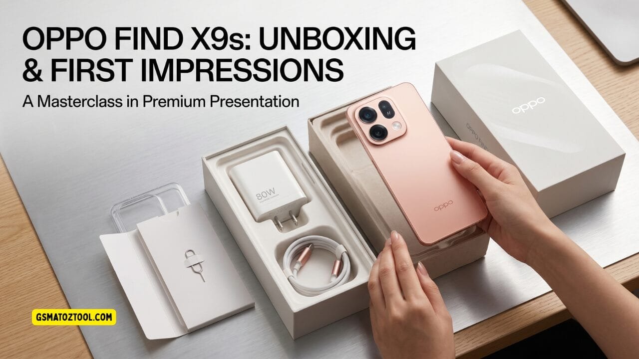 Oppo find x9s review unboxing showing the phone 80w supervooc charger usb-c cable and accessories inside the retail box