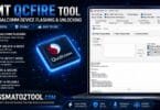 Umt qcfire tool promotional banner showing qualcomm flasher interface and frp unlock